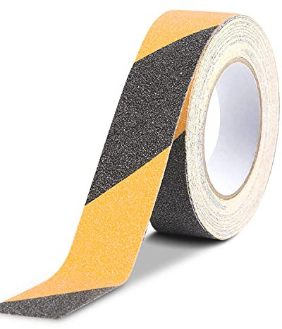 Antirutsch Klebeband Gelb Schwarz 10m x 2cm, Fruitlet® Rutschfestes Sicherheitsklebeband für Treppenstufen, Anti Rutsch Tape mit Antirutschbelag Schwarz Gelb