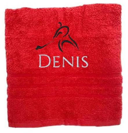 Personalisiertes Handtuch mit Namen Schön gestickter Sport Name Handbadetuch 100% Baumwollhandtuch Sportliche Motive Personalized Custom Towel with Name (140 x 70 cm, Eishockey)