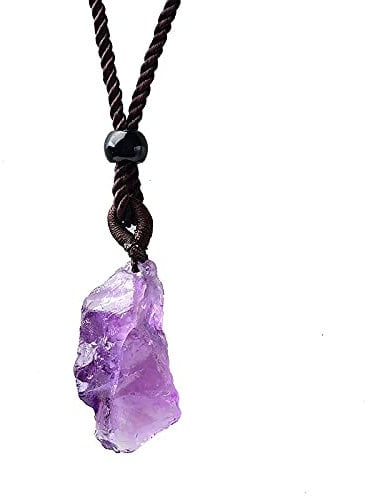 YONGERN Natural Amethyst Stone Crystal Necklace Raw Crystals Stone Pendant Quartz For Men Women Mineral Jewelry Diy Gift (Color : Natural Amethyst, Size : 1PC)