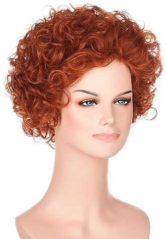 Annie Perücke Erwachsene Cosplay FVCENT Kurze Lockige gewellte Afro Perücke Reddish Orange Clown Perücke Frauen Waise Annie Kostüm Perücke Party Halloween Cosplay Kostüm Perücke (Auburn)
