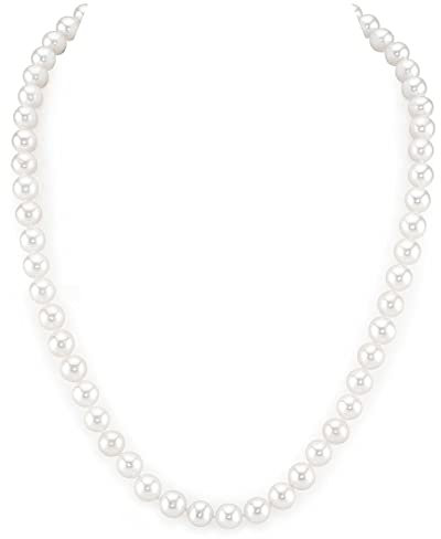 LIHELEI Perlenkette, 8mm Pearl Necklace, Perlenkette Damen Perlenkette Herren, Silber Imitation Perle Halskette, Pearl Orb Choker, Perlenkette Damen Perlenkette Herren - 60cm