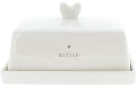 BC Butterdose BUTTER Heart Keramik weiß grau Küchenaccessoires Kochen Aufbewahrung gedeckter Tisch