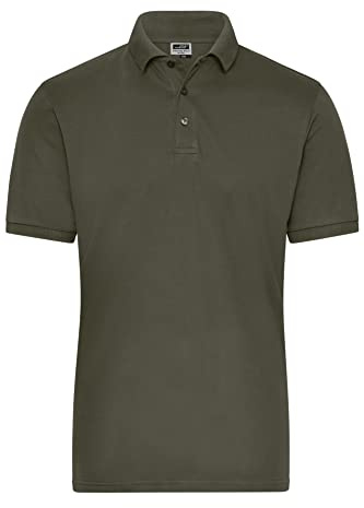 James & Nicholson Herren Bio Workwear Polo Stretch - Polo aus weichem Elastic-Piqué | Farbe: olive | Grösse: XS