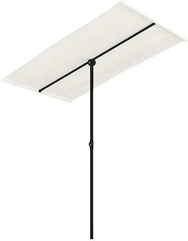 FIRBNUS Sonnenschirm 180x130x215 cm Höhenverstellbar Marktschirm Terrassenschirm mit Metallmast und Rippen Gartenschirm 360 Grad Drehbar Weiß Parasol Balkon Schirm Terrassenschirm