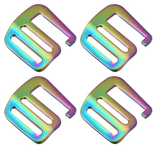 QUARKZMAN Ganci in Metallo a forma G, 4pz 0,98 (25mm) Fibbia Scorrevole Regolabile a Onda con Gancio a G per Cinghie Zaino, Multicolore