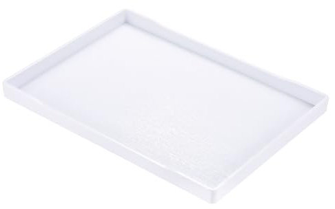 PATIKIL Vassoio per Fast Food 14x10, in Plastica Riutilizzabile, Rettangolare Texture Legno per Ristoranti, Cucine Domestiche, Colore Bianco