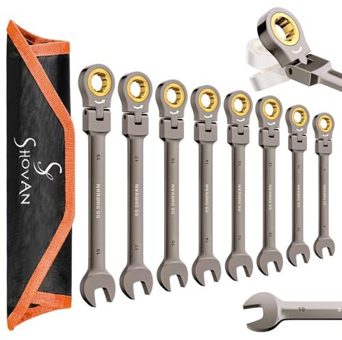 ss shovan Set di chiavi a cricchetto (8 – 19 mm, metrica), 72 denti, set di chiavi a forchetta, set di chiavi ad anello, per fai da te, riparazione di biciclette e auto