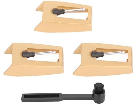 3 Pezzi Stilo per Giradischi, Puntina di Ricambio per Giradischi con Spazzola, Cartucce per Giradischi DJ per Victrola per Crosley per Giradischi ION