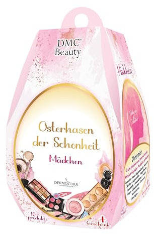 Dermocura Beauty-Osterei mit 11 Premium-Kosmetik-Überraschungen Make-Up, Top-Marken wie Garnier, Douglas, Rimmel enthalten. Oster-Beauty-Set 2025 Kosmetiktasche Schminke für Frauen und Mädchen Ostern