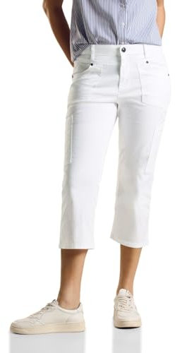 STREET ONE Damen A377221 Sportive 3/4 Cargohose, White, 34W / 22L