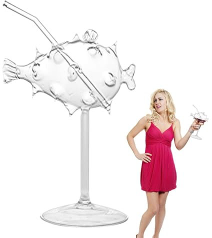 Nuyhadds Creative Wine Glasses | Clear Cocktails Glass Wine Cup with Straw - Creative Juice Cup for Drinking Martini for Afternoon Tea,