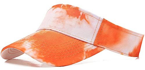 DOANNOTIUM Sport Sun Visor Hats Cotton Ball Caps Empty Top Baseball Sun Cap for Men Women, Tie Dye-orange, One size