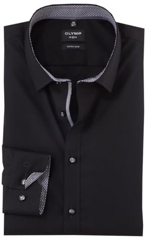 OLYMP Herren Oberhemd Langarm Hemd,einfarbig,Einfarbig,super Slim,Urban Kent,schwarz 68,45