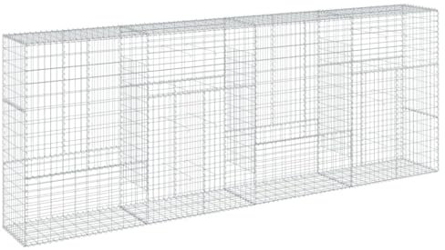 vidaXL Panier gabion avec couvercle 400x50x150 cm fer galvanisé, mur en gabion, mur de soutènement en gabion, clôture en gabion, gabion, cage gabion
