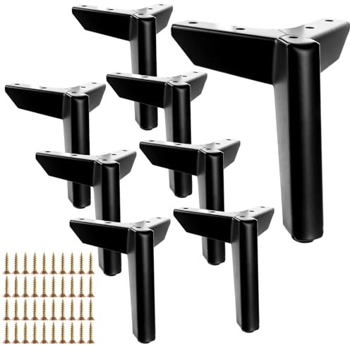 GBACHOOSE 8 Stück Schwarz Möbelfüße, 12cm Möbelfüße Metall, Belastung bis 800 KG Möbelfuß Schwarz für Schrank, Sofa, Couchtisch, TV-Schrank und andere Möbelbeine