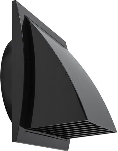 15 cm Ablufthaube mit Regenschutz, Schwarz, für Innen- und Außenbereich, HVAC Abluftkanal, 190 x 190 mm, Auspuffklappe (Ø150 mm, Schwarz)