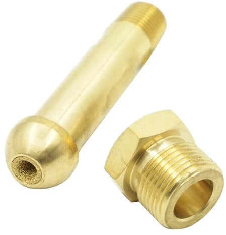 CGA-580 Nut and 3 inch Nipple - Brass with Filter in Suitable for Helium Argon Nitrogen Tank Inlet Bottle Connection Regulator