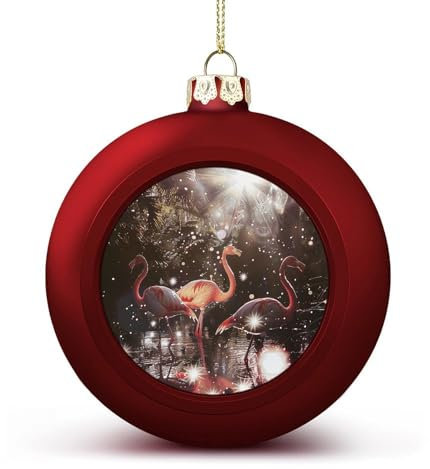 Weihnachtskugel, Motiv: Pfirsich-Flamingo, 4,1 cm, glitzernd, hängende Weihnachtskugeln für Weihnachtsbaum-Anhänger, dekorative Christbaumkugeln für Weihnachtsbaumschmuck, 4,1 cm, 1 Stück