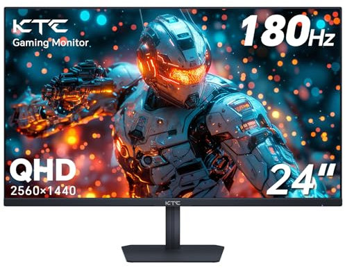 KTC Gaming Monitor, 24 180Hz, 144Hz, QHD (2560x1440p), up to 1ms, Fast IPS Monitor, 122% SRGB, 2X DP and 2x HDM, Tilt for Xbox PS5 Switch, VESA 100 Compatible