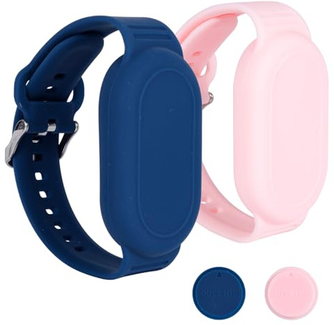 2stk für Samsung Galaxy SmartTag 2-Armband, Wasserdicht Silikon-Schutzhülle Versteckte Vollschutzhalterun für Kinder Ältere Menschen Armbandzubehör (Blau, Rosa)