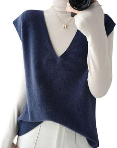 BFDSGWQ Pullunder-Oberteil für Damen, Herbst-Winter-Pullover-Oberteil aus gestricktem Kaschmir für Damen, Lässiger, Leichter Pullover
