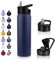 UMBFUN Bouteille d'eau en Acier Inoxydable - 750ml avec Paille,anti-fuite,Gazéifiée,BPA free Gourde Thermos(+2 Couvercles) Isolation Double Paroi Sous Vide pour Sport,Voyage,Camping,école,Vélo,Gym