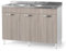 Sottolavello per cucina componibile da 120 cm con tre ante, realizzata in legno 100% MADE IN ITALY (Con Lavello Vasche a Sinistra, Olmo)