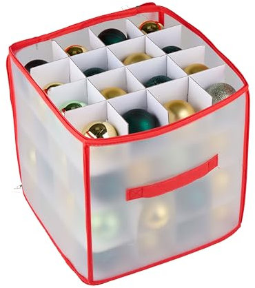 Arti Casa Aufbewahrungsbox Weihnachtsdeko– für 64 Weihnachtskugeln – Christbaumkugeln Organizer mit Griff und Deckel – 30 x 30 x 30 cm
