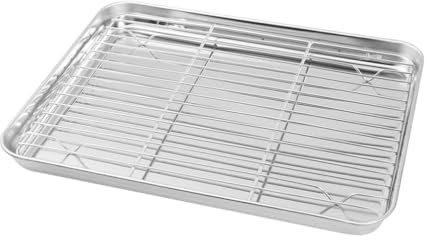 Alipis 2-teiliges Backblech-set Mit Edelstahl-drahtgitter Großes Fassungsvermögen Zum Backen Leicht Zu Tragende Ofenroste