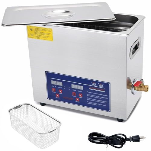 Pulitore ad ultrasuoni con timer e riscaldatore, pulitore ad ultrasuoni commerciale da 6 litri 40kHz, pulitore ad ultrasuoni per gioielli, per occhiali per utensili