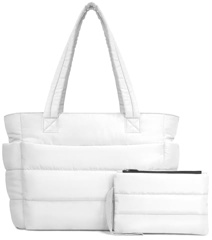 TOPDesign Puffer Tote Bag für Frauen, leichte Puffy Handtasche mit Fächern, gesteppte Schultertasche für Arbeit, Reisen, Fitnessstudio