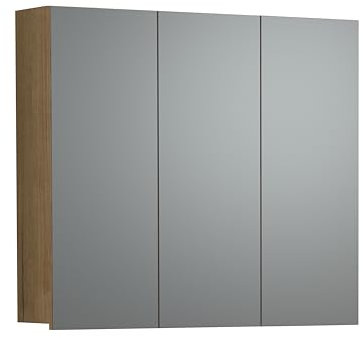 trendteam smart living - PureBliss - Spiegelschrank - Evoke Eiche - Rillenoptik - 9 Fächern + 6 Einlegeböden - (BxHxT) 90 x 80 x 20cm - mittlere Tür Links und rechts montierbar