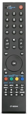 AULCMEET Fernsteuerung,CT-90344 Neu Ersetzen Sie Fernbedienung passend für fit for Toshiba TV 37ZV625D 37ZV635 37ZV635D 37ZV743 40MV732 40RV733G 40RV743 40RV753