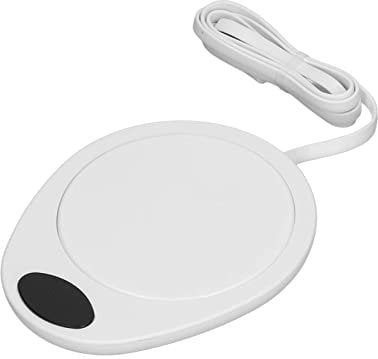Akozon Keramiktemperaturkontrollbecher - 55 ° C Beheizte Kaffeetasse mit USB -Wärmer - Bleiben (Rosenate und weiß) (White)