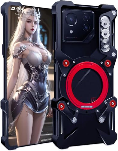 SNOWtreeAA Handyhülle für ASUS ROG Phone 8 Pro. Machine Monster/Steampunk/Telefon-hülle/Telefonkasten ROG 8 Case/Gaming Handy-Tasche Magnethalterung -Schwarz