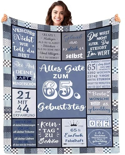 ZUCZUG Kuscheldecke Flauschige zum 65. Geburtstag für Frauen Männer | Geschenke Decke zum 65. Geburtstag Frau Mann, Happy 65th Birthday Geschenke Partyzubehör Dekorationen