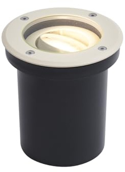 Qazqa Modern außen Bodenstrahler, Bodeneinbaustrahler für den Garten - Delux - Beige, max. 10W, Geeignet für LED, 13cm, IP65, Rund