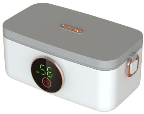 Muzrunq Self Heating Lunch Box, 1L Portable Cordless Electric Rice Cooker, Rechargeable Battery Powered Heated Lunch Box for Office, Car, Travel, Camping and Outdoor Use