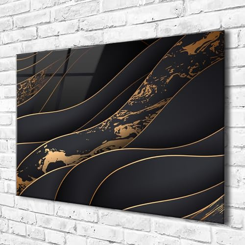 AREDE Impression directe sur verre acrylique (plexiglas) - 60 x 40 cm - Fond avec vagues - Tableau d'art de qualité supérieure avec des couleurs brillantes - Décoration murale pour salon, chambre à