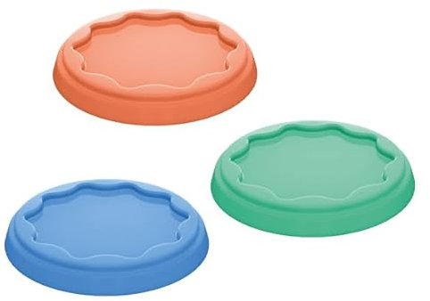 koziol Mehrweg-Frischedeckel Fresh 3er-Set | Robuste & dehnbare Abdeckung für Joghurtbecher (500 ml) | Wiederverwendbar, transparent & spülmaschinengeeignet (mid green/strong blue/coral)