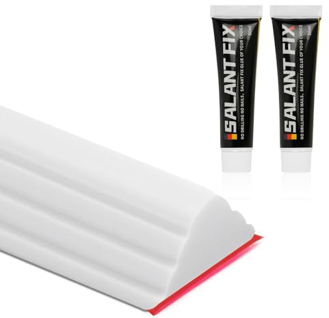 Flintronic 2M Wet Room Floor Barrier, Shower Threshold Water Barrir | Shower Seal Strip with 20G Glue, Silicone Water Retaining Strip, Shower Tray Sealing Strip for Kichen, Bathroom (White)