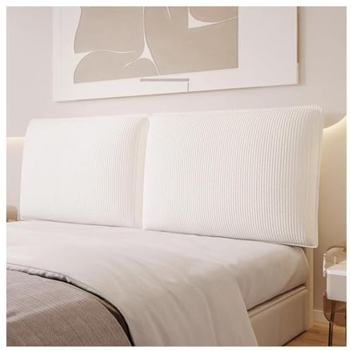 XYUERU Bett Kopfteil-Kissen, Lesekissen Cord-Bett-Kopfteil-Bezug, Weich Flauschig Gepolsterter,Bett-Rückenlehne Staubdichter Schutz für Doppelbett Einzelbett Kingsize(White,90x60x10cm)