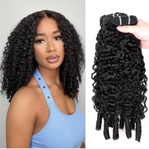 Burmese Curly Bundles Human Hair 16 18 20 Inch Water Wave 3 Bundles 3C4A Water Wave Human Hair Wet and Wavy 100% Unprocessed Brazilian Virgin Quick Weave for Women Natural Black