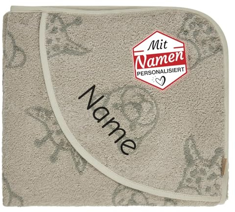 LALALO Sterntaler Kapuzenhandtuch personalisiert, Bestickt, Löwe Leo | Mit Namen an der Kapuze, Badetuch für Baby und Kinder 100x100 cm, Geschenk zur Geburt und Taufe, für Mädchen und Jungen