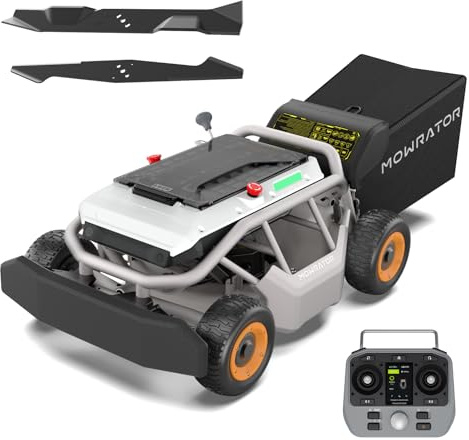 Mowrator S1 4WD12Ah Fernsteuerbarer Rasenmäher 53cm 37°(75%) 4-Jahreszeiten | Hügelige Gärten, Vielseitige Geländepflege, inkl. Laubmulchmesser, Schnitthöhe 3,8–10,9 cm, bis 3000 m², sofort einsatzbereit