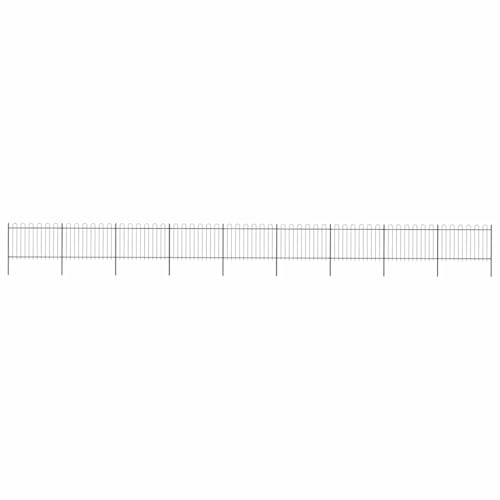 Gartenzaun mit Rundbogen Stahl pulverbeschichtet 15,3 m lang 120 cm hoch 9 Zaunelemente 10 Pfosten Schwarz stabil sicher für Garten und Grundstück