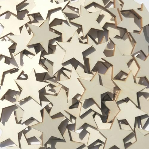 Holz Sterne - 1-10cm Streudeko Basteln Deko Tischdeko, Größe:Sterne 4cm, Pack mit:10 Stück