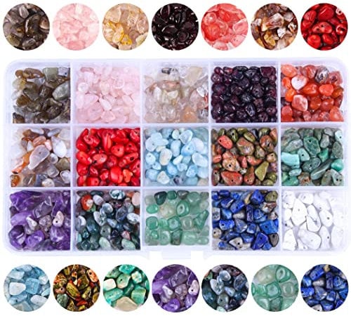 Clarity Colle 844pcs Crystal Beads for Jewellery Making, 15 Color Natural Chip Irregular Stone Beads for DIY Necklace, Ring, Earring Making