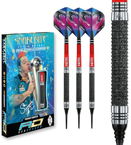 RED DRAGON Peter Wright Snakebite Melbourne Masters 20g Fassgewicht, 22g Gesamtgewicht Softip Tungsten Darts mit Flights und Schäfte