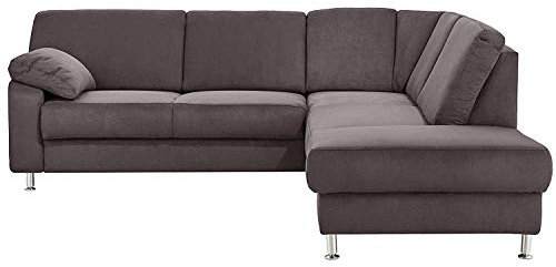Cavadore Ecksofa Belfast mit Ottomane rechts / Polsterecke mit Federkern / 243 x 88 x 218 / Mikrofaser Grau